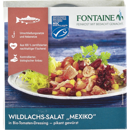 Alimente - Salata de somon salbatic Mexico in dressing bio de rosii, picanta