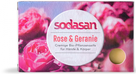 Ingrijire personala - Sapun bio cu trandafiri si geranium, 100g Sodasan