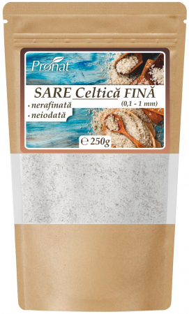 Sare si inlocuitori - Sare celtica fina, nerafinata, neiodata, 250g Pronat
