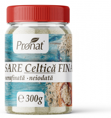 Sare si inlocuitori - Sare celtica fina, nerafinata, neiodata, 300g Pronat