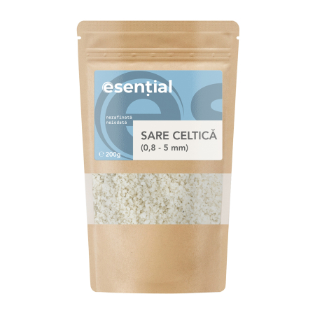 Sare si inlocuitori - Sare celtica grunjoasa, nerafinata, neiodata,  200g Esential