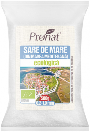 Sare si inlocuitori - Sare de mare bio (din Marea Mediterana) 500g Pronat