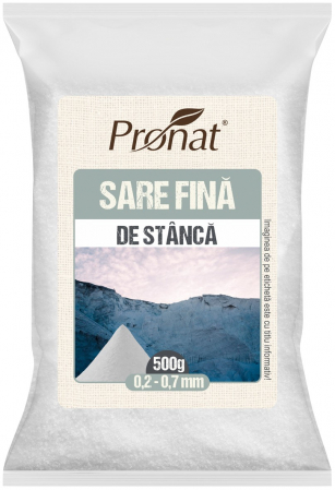 Sare si inlocuitori - Sare fina de stanca, 500g Pronat