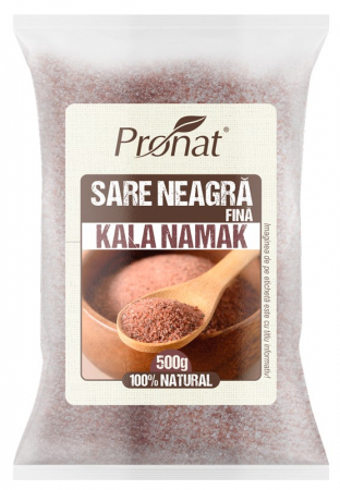 Sare si inlocuitori - Sare neagra fina Kala Namak, 500g Pronat