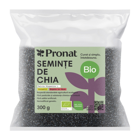 Seminte, fructe uscate, samburi - Seminte de chia bio, 300g Pronat