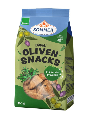 Tendinte - Snack bio din faina de grau spelta cu masline si ierburi de Provence, 150g Sommer