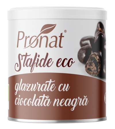 Snacksuri - Stafide bio glazurate cu ciocolata neagra, 100g Pronat