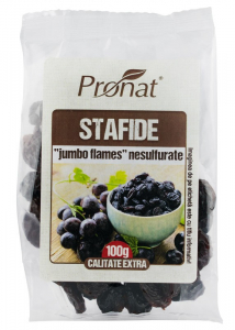 Seminte, fructe uscate, samburi - Stafide jumbo Flames nesulfurate 100g Pronat