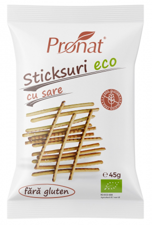Fara gluten - Sticksuri bio cu sare, fara gluten, 45g Pronat