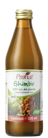 Suplimente si Remedii - Suc bio de ghimbir, 330ml Medicura