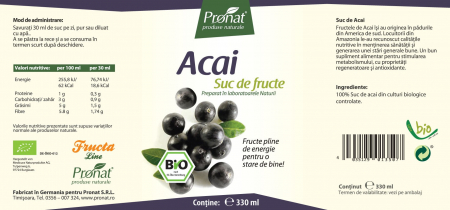 Suc bio de acai, 330ml Medicura [1]