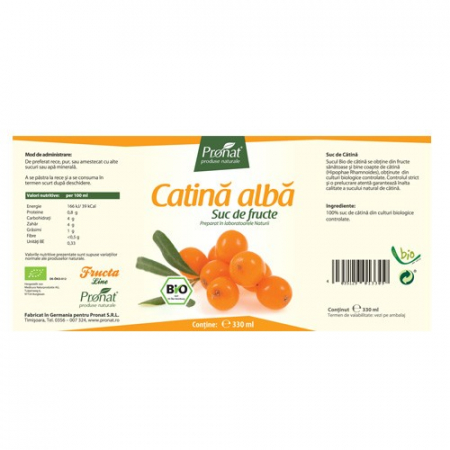 Suc de catina alba 100%, bio, 330ml Medicura [1]