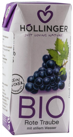 Sucuri de fructe - Suc de struguri rosii bio cu pai Hollinger, 200ml Hollinger