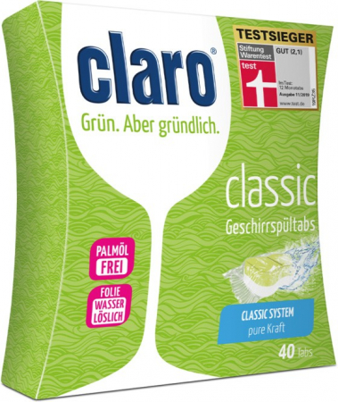 Produse pentru curatenia casei - Tablete ecologice pentru masina de spalat vase, 40 tablete, 640g Claro Classic