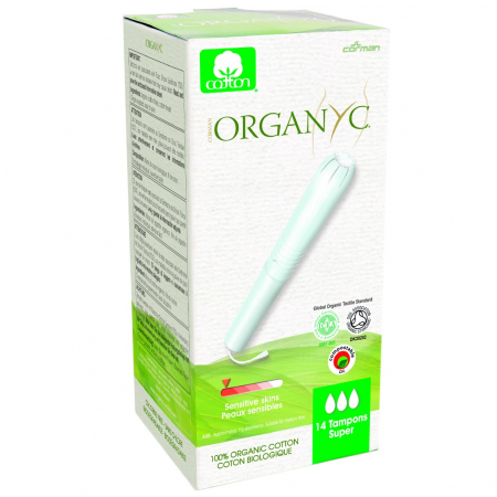 Ingrijire personala - Tampoane Super din bumbac organic, cu aplicator 14 buc Organyc