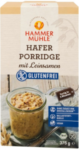 Cereale, fulgi din cereale, mic dejun - Terci bio de ovaz, fara gluten, cu seminte de in, 375g Hammer Muhle