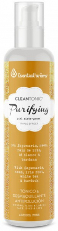 Lotiune tonica si demachiant bio anti poluare pentru fata, ochi si buze, Cleantonic Purifying, 200ml Esentialaroms [1]