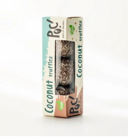 Bomboane, Caramele si Jeleuri - Trufe de ciocolata neagra cu cocos ecologice PocSweets