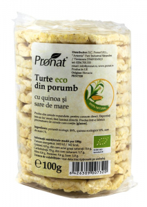 Biscuiti si napolitane - Turte bio din porumb cu quinoa si sare de mare, 100g Pronat