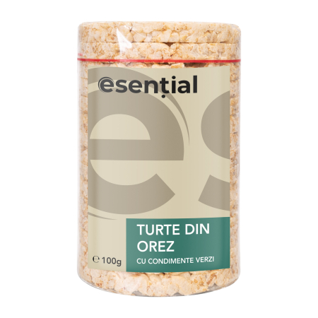 Snacksuri - Turte din orez cu condimente verzi, 100g Esential
