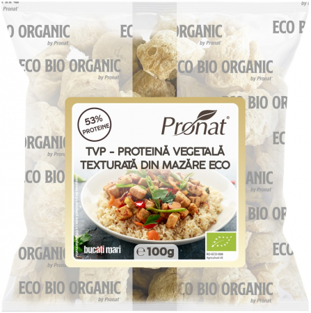 Leguminoase si seminte - TVP Proteina vegetala texturata din mazare bio, 100g Pronat