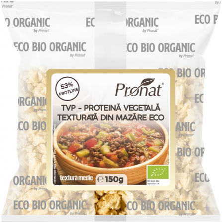 Tendinte - TVP Proteina vegetala texturata din mazare bio, textura medie, 150g Pronat