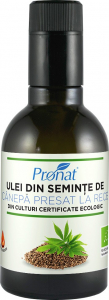 Uleiuri diverse - Ulei bio din seminte de canepa presat la rece, 250ml Pronat