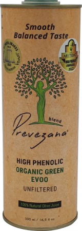 Alimente - Ulei de masline cu continut mare de fenoli, bio, nefiltrat, gust echilibrat, 500ml Prevezana Green Olive Oil