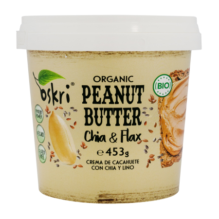 Creme - Unt bio de arahide cu seminte de chia si in, 453g Oskri