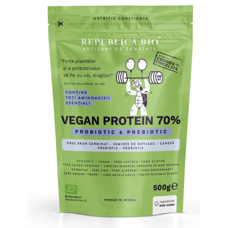 Alimente - Vegan Protein 70%  Probiotic si Prebiotic, gust de cookie, eco