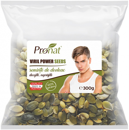 Alimente - Viril Power Seeds seminte de dovleac decojite, natur, 300g Pronat