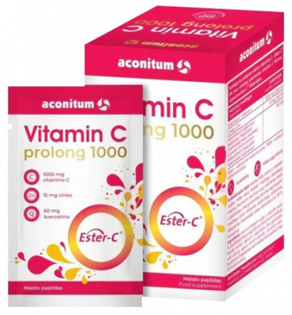 Suplimente si Remedii - Vitamina C prolong 1000, 14 pliculete - 126 g Aconitum