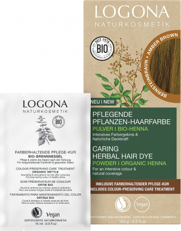 Vopsea de par bio pe baza de plante, maro chihlimbar 100g Logona [1]