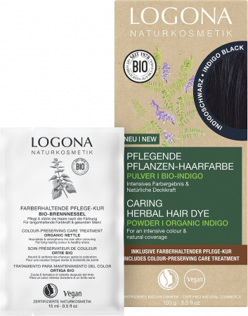 Vopsea de par pulbere, pe baza de plante, negru indigo, 100g Logona [1]