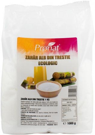 Zahar si indulcitori - Zahar alb bio din trestie, 1kg Pronat