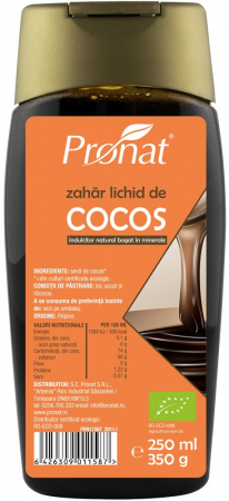 Zahar si indulcitori - Zahar lichid de cocos, bio, 250ml / 350g Pronat