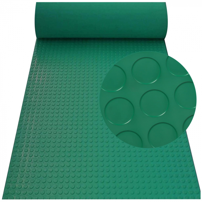 Covor din cauciuc TPE, antiderapant cu buline, verde, 3mm grosime,1200mm latime [3]