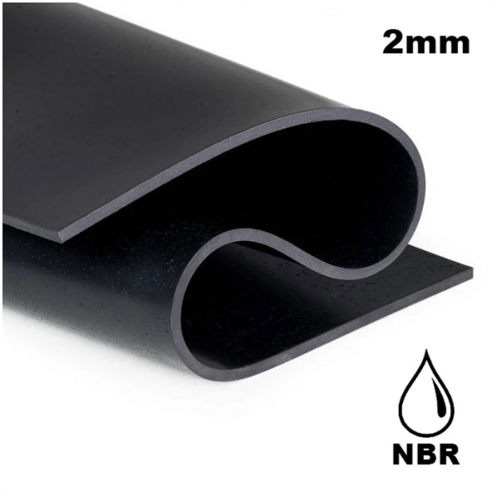 Placa tehnica cauciuc Nitrilic-NBR rezistent la produse petroliere, 2mm grosime, lis, negru, 1400mm latime [2]
