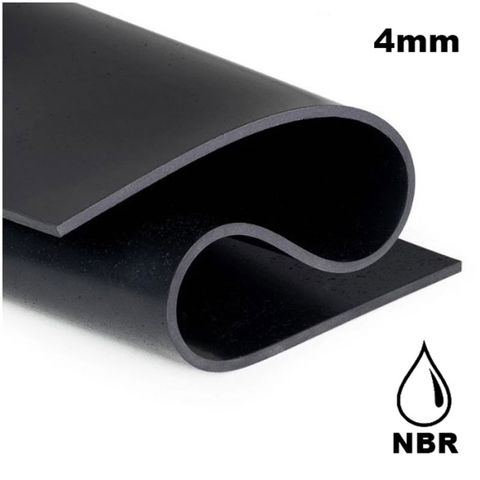 Placa tehnica cauciuc Nitrilic-NBR rezistent la produse petroliere, 4mm grosime, lis, negru, 1200mm latime [2]
