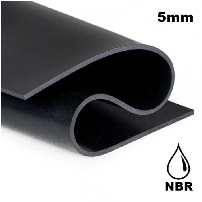 Placa tehnica cauciuc Nitrilic-NBR rezistent la produse petroliere, 5mm grosime, lis, negru, 1200mm latime [2]
