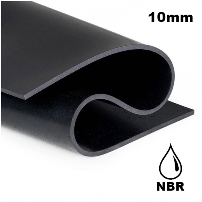Placa tehnica cauciuc Nitrilic-NBR rezistent la produse petroliere, 10mm grosime, lis, negru, 1400mm latime [2]