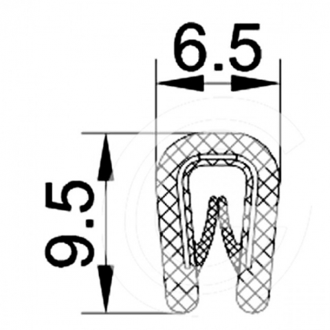Cheder din PVC, negru, 9.5x6.5mm, cu deschidere pentru 1-2mm [1]