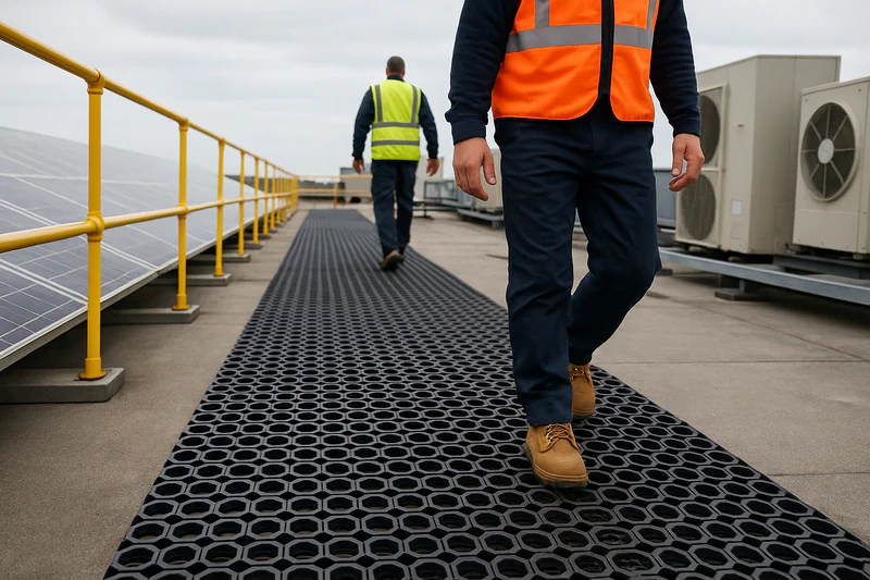 Covor din cauciuc, perforat, trafic intens, Ringmat Honeycomb, 23x1000mm, negru [2]