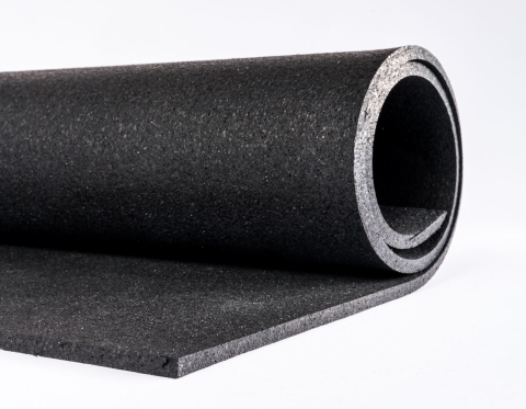 Covor din granule de cauciuc - Pardoseală sport din granule de cauciuc 6mm – premium, negru, latime 1250mm