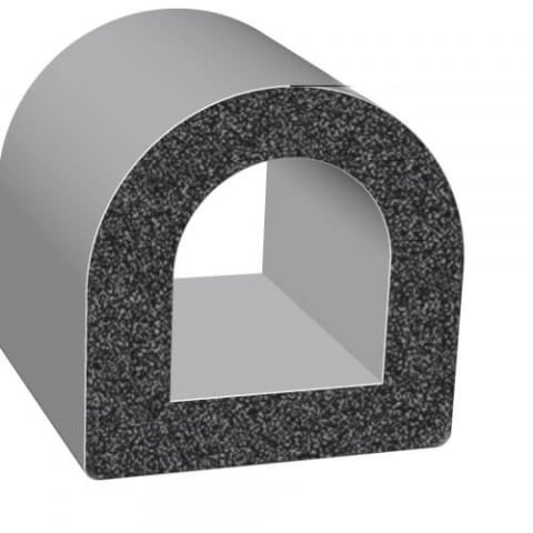 Profile din cauciuc - Profil D, cauciuc buretos EPDM autoadeziv, 8x6mm