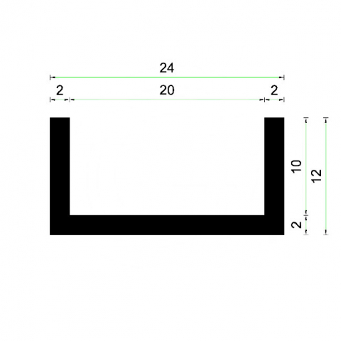 Profile din cauciuc - Profil tip U din cauciuc EPDM | deschidere 20mm | inaltime 12mm | grosime 2mm