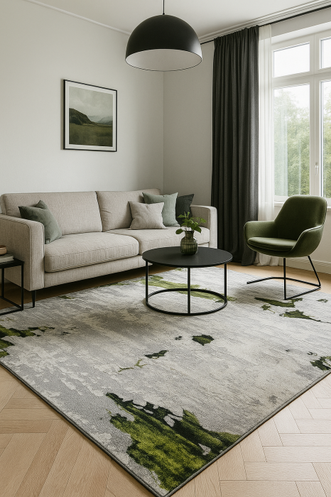 Covor Asterix Green, gri cu pete verde fistic [1]