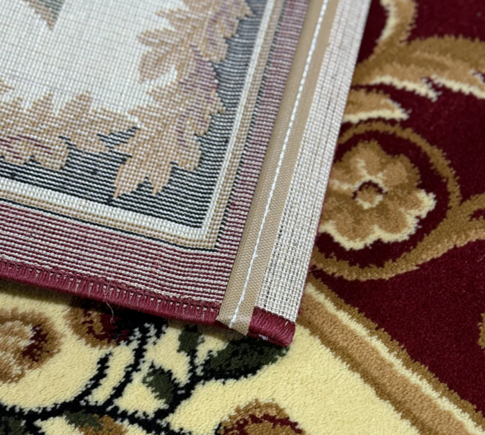 Covor clasic cu medalion, floral, bordo [2]