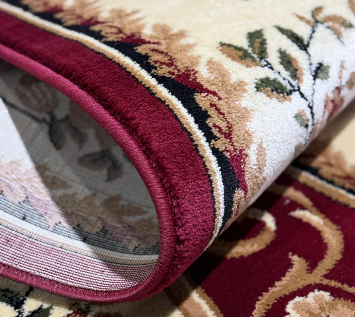 Covor clasic cu medalion, floral, bordo [3]