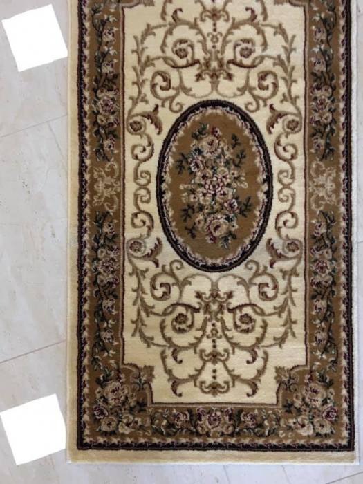 Covor clasic floral cu medalion, crem deschis [3]